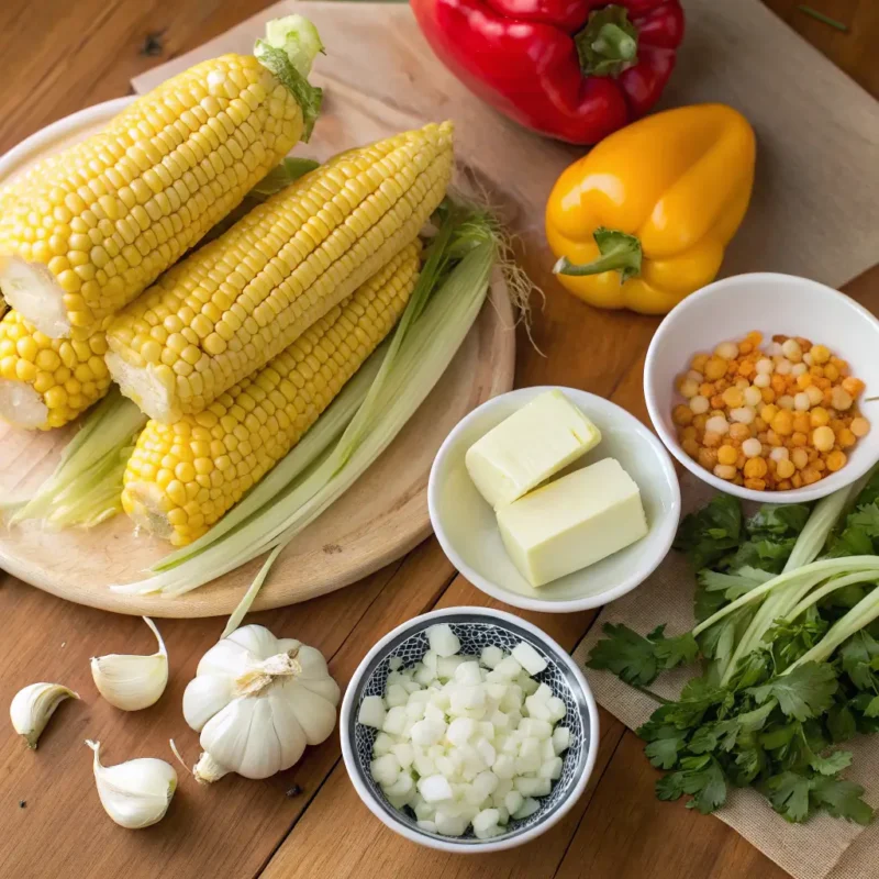 Fried corn recipe ingredients on kitchen counter