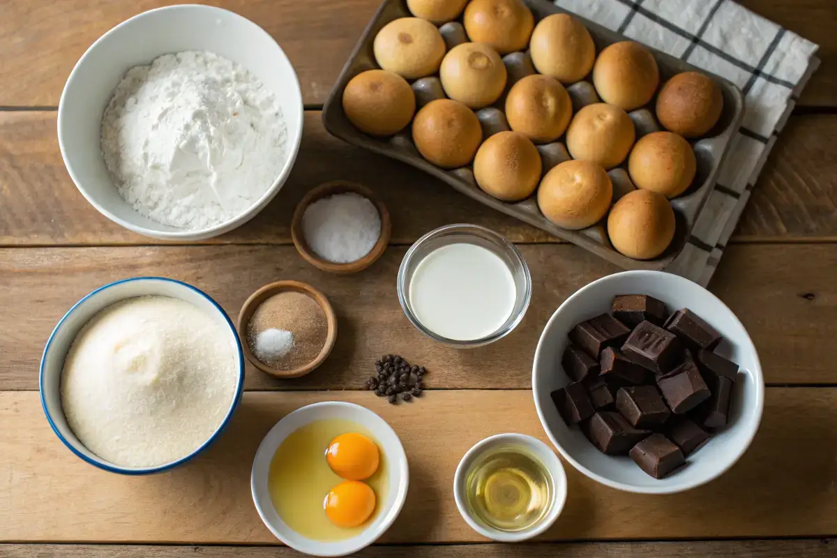 Ingredients for making Boston Cream Donut Cake