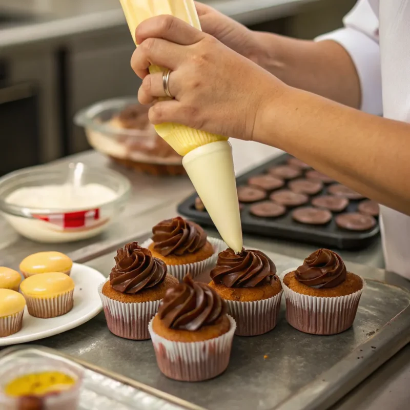 Filling cupcakes with pastry cream